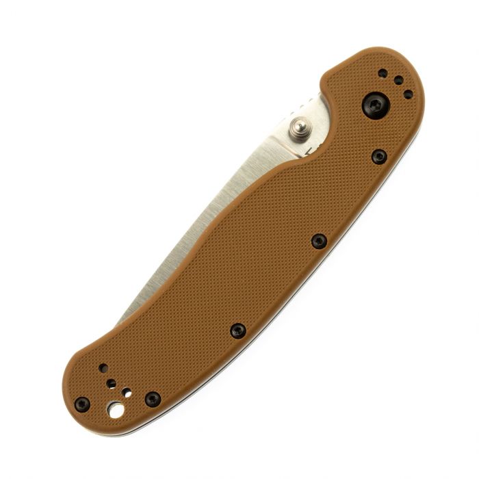 Нож складной полусеррейторный Ontario RAT-1, сталь Aus-8. Клинок - Satin, Рукоять - Brown GRN