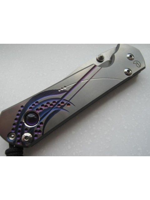 Нож складной Chris Reeve Large Sebenza 21 Ametyst Cabochon L21UN E Amethyst SS14, сталь CPM-S35VN, рукоять титан