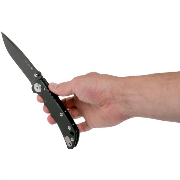 Складной нож Spartan Harsey Folder, клинок черный, сталь CPM-S35VN, рукоять титановый сплав