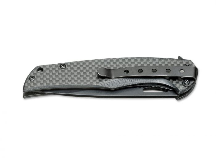 Нож складной Magnum Black Carbon - Boker 01RY703, сталь 440A EDP Plain, рукоять карбон, чёрный
