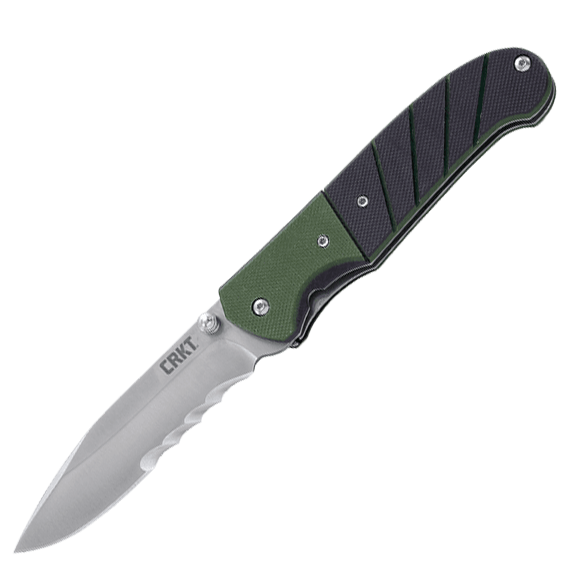 Полуавтоматический складной нож Ignitor Veff Serrations™, CRKT 6855, сталь 8Cr14MoV Satin Combo Edge, рукоять стеклотекстолит G10